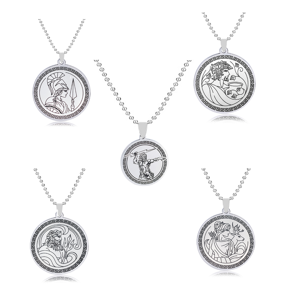 Zeus Men Accessories - Vintage Zeus Athena Poseidon Dionysus จี้สร้อยคอพระเจ้าเทพนิยายกรีกโบราณเครื่องประดับสําหรับผู้ชายและผู้หญิงอุปกรณ์เสริมของขวัญ