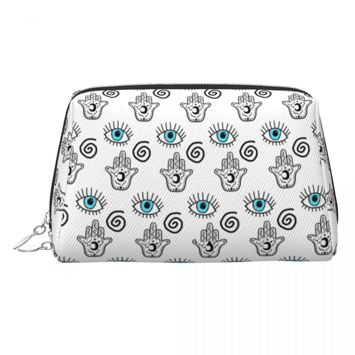 Men Accessories Evil Eye - กระเป๋าเครื่องสำอางลายตาปีศาจและสัญลักษณ์ฮัมซา สำหรับผู้ชายและผู้หญิง กระเป๋าใส่ของใช้ในห้องน้ำสไตล์โบฮีเมียน พร้อมช่องจัดระเบียบ