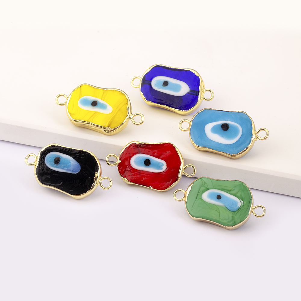 Men Accessories Evil Eye - จี้รูปทรงพิเศษหลากสีสันลายตาปีศาจ 6 แบบ สร้อยข้อมือทองแดงประดับเพชรซิคอน เครื่องประดับสำหรับงานปาร์ตี้ ของขวัญสำหรับผู้หญิงผู้ชาย