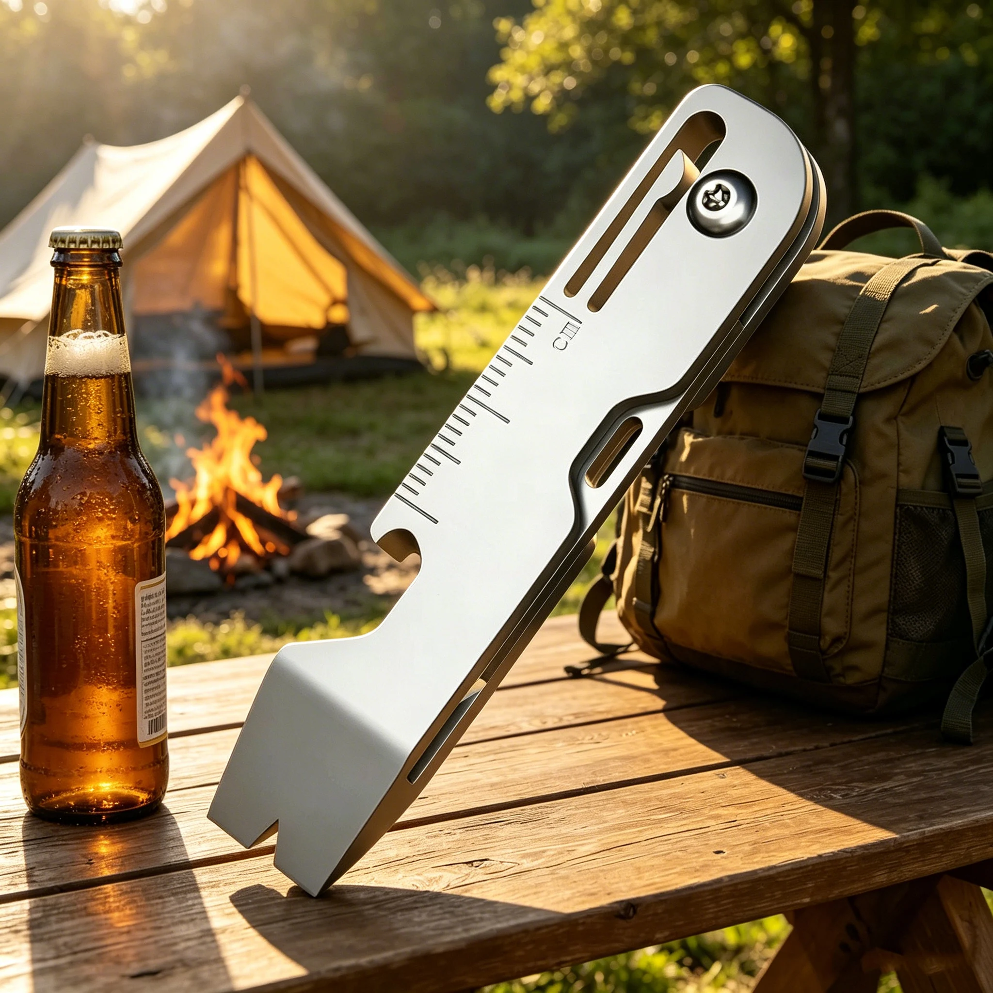 Keychain Multi Tool - มีดพับอเนกประสงค์โลหะผสมไทเทเนียม - เครื่องมือ EDC พร้อมเหล็กงัด ที่เปิดขวด
