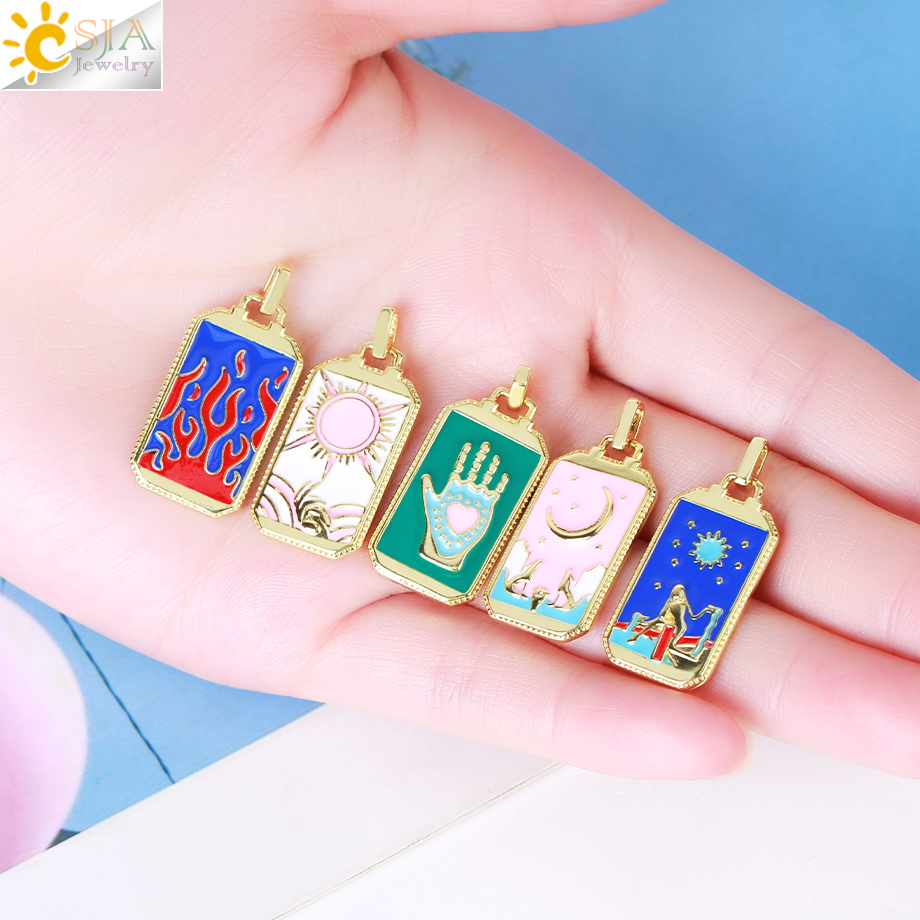 จี้ไพ่ทาโรต์เคลือบสำหรับสร้อยค - Men Accessories Evil Eye บทวิจารณ์และราคา