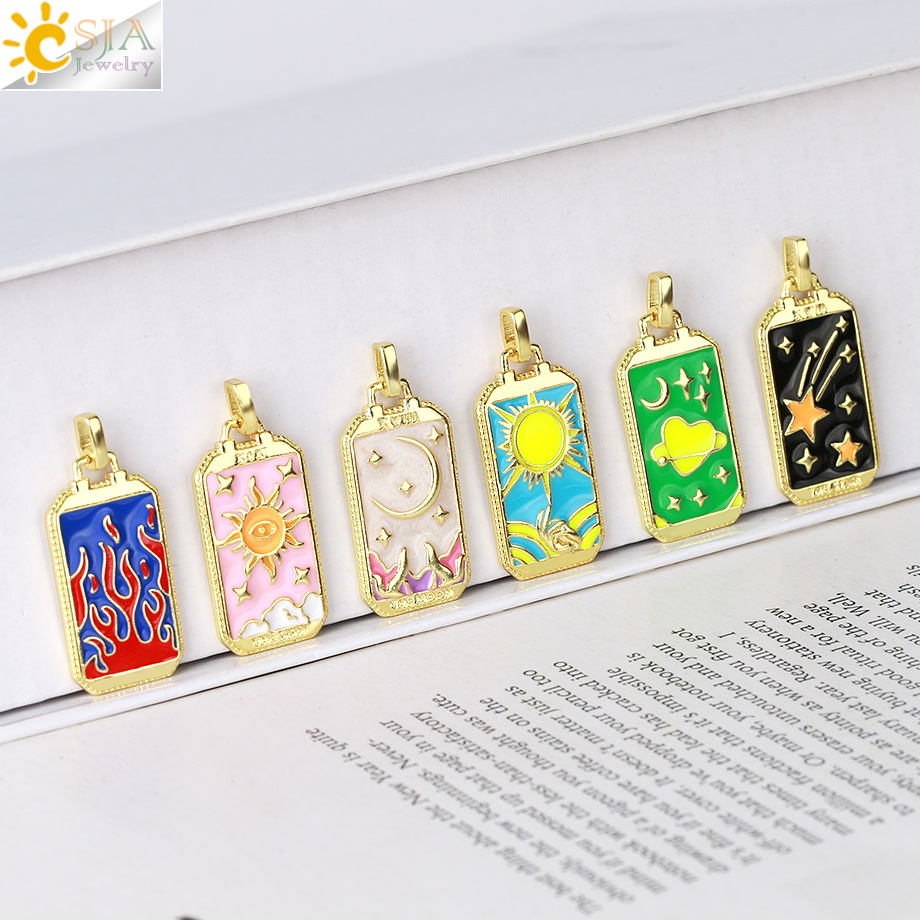 จี้ไพ่ทาโรต์เคลือบสำหรับสร้อยค - Men Accessories Evil Eye บทวิจารณ์และราคา