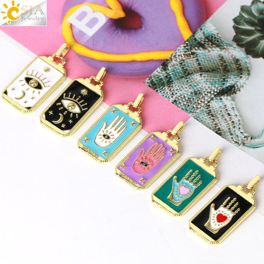 จี้ไพ่ทาโรต์เคลือบสำหรับสร้อยค - Men Accessories Evil Eye บทวิจารณ์และราคา