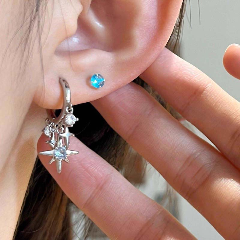 ต่างหูจี้รูปดาวประดับเพทายสีน้ - Men'S Accessories Jewelry Sale บทวิจารณ์และราคา